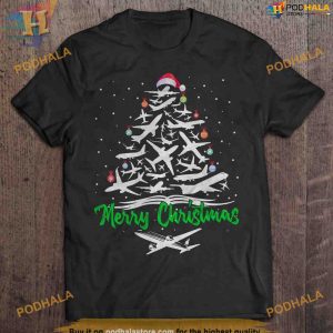 Planes & Trees Ugly Xmas Shirt, A Pilot's Matching Family Christmas Shirt