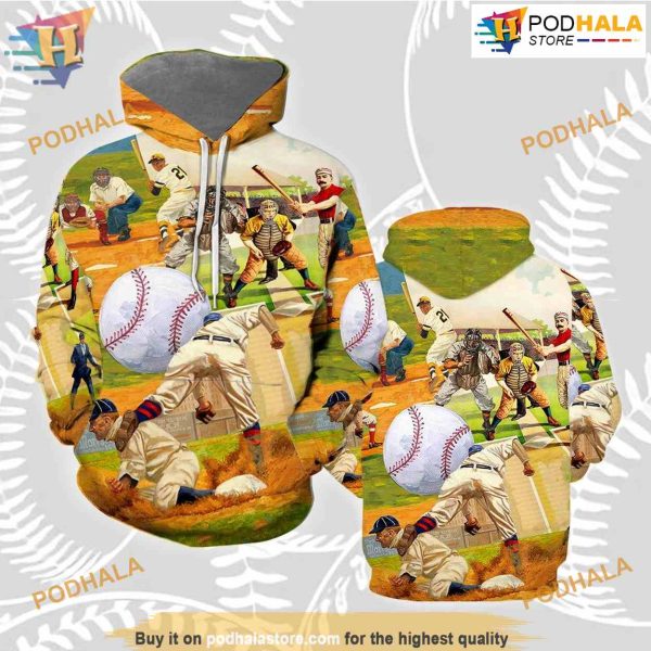 Playing Baseball All Over Printed 3D Hoodie Sweatshirt
