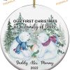 Polar Bear Family First Christmas 2023, Personalized Baby Keepsake Ornament