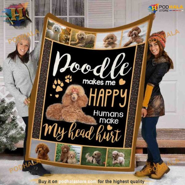 Poodle Happiness Dog Lover Fleece Blanket, Funny Christmas Ideas