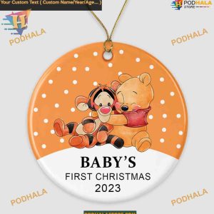 Pooh Bear Baby's First 2023 Xmas Ornament, Personalized Family Keepsake