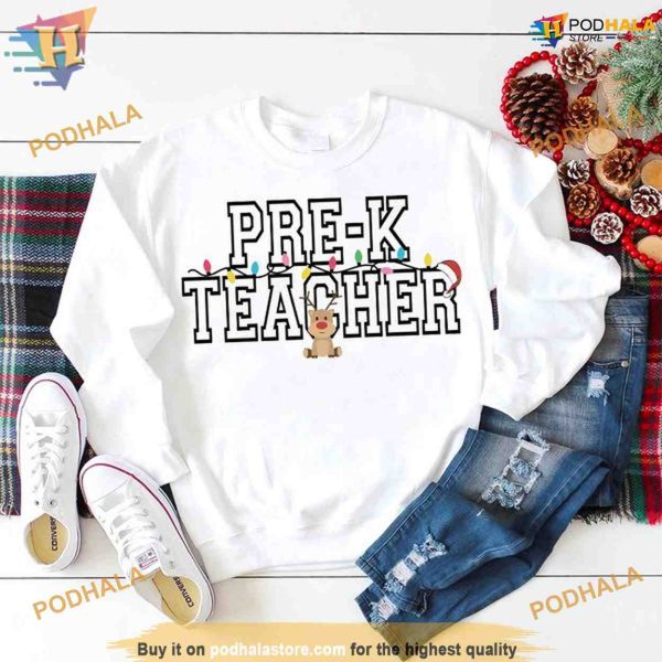 Pre K Teacher Merry Christmas Shirt, Funny Christmas Gift Ideas