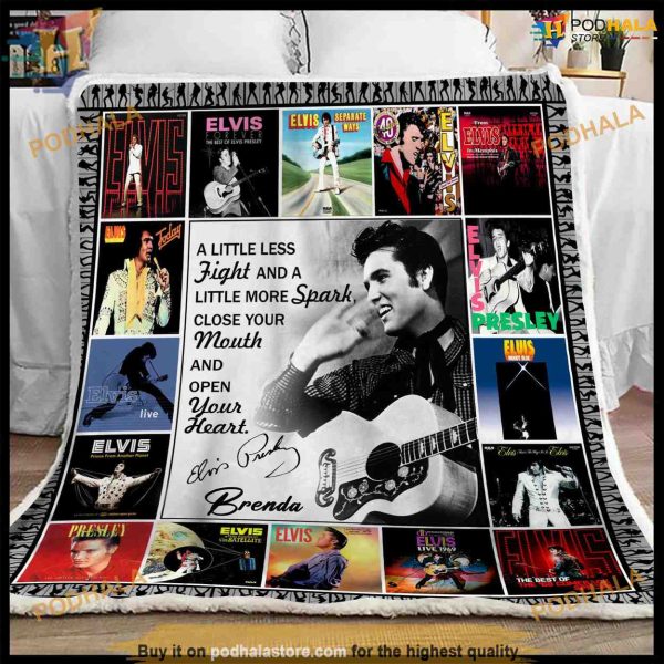 Presley Warmth, Personalized King Elvis Fleece Blanket, Creative Christmas