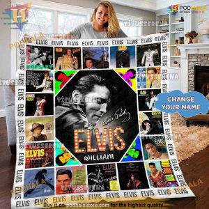 Presley's Fleece Blanket, Personalized Elvis Blanket, Creative Christmas Gifts