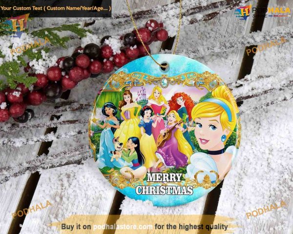 Princess & Friends Disney Xmas Decorations Ornament, 2023 Festive Ornament for Kids