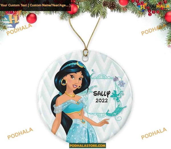 Princess Jasmine 2023 Kids Christmas Ornament, Personalized Family Fun