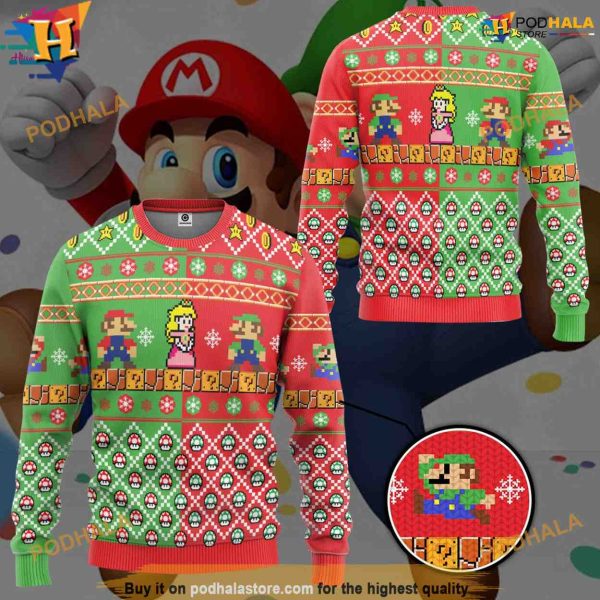Princess Peach Ugly Xmas Sweater, Cute Ugly Christmas Sweater for Gamers