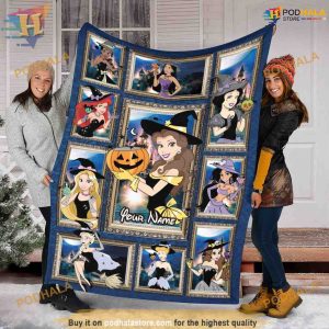 Princess Witch Pumpkin Halloween Fleece Blanket, Funny Xmas Gifts