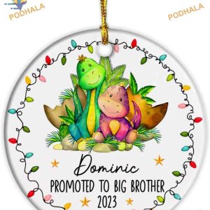 Promoted to Big Brother Custom Ornament 2023, Dinosaur Theme Gift