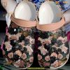 Pug Black Flowers Crocs Elegant Floral Dog Clogs, Classic Style