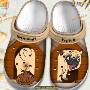 Pug Butt Guess What Crocs Funny Dog Lover Gift, Rubber Clogs