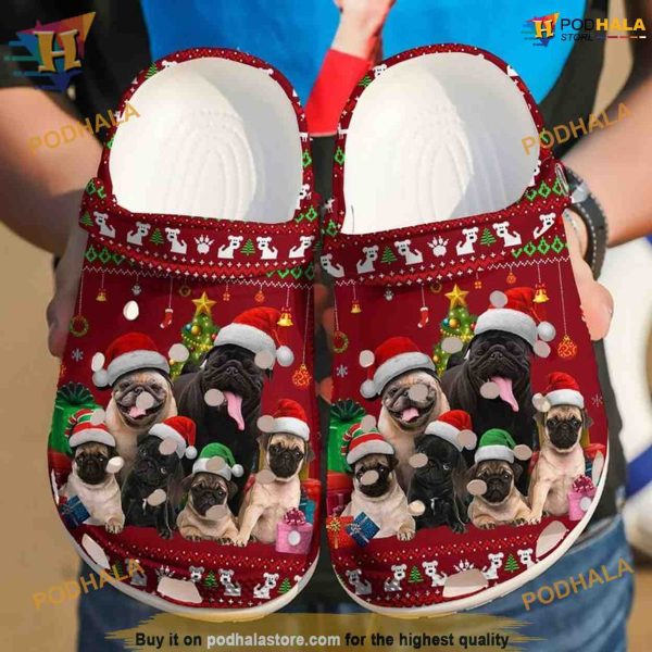 Pug Christmas Crocband Crocs, Funny Xmas Gifts for Pet Owners