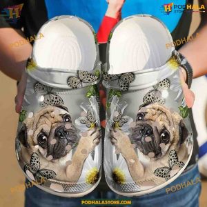 Pug Daisy V2 Classic Crocs Floral Dog Clogs, Stylish Comfort