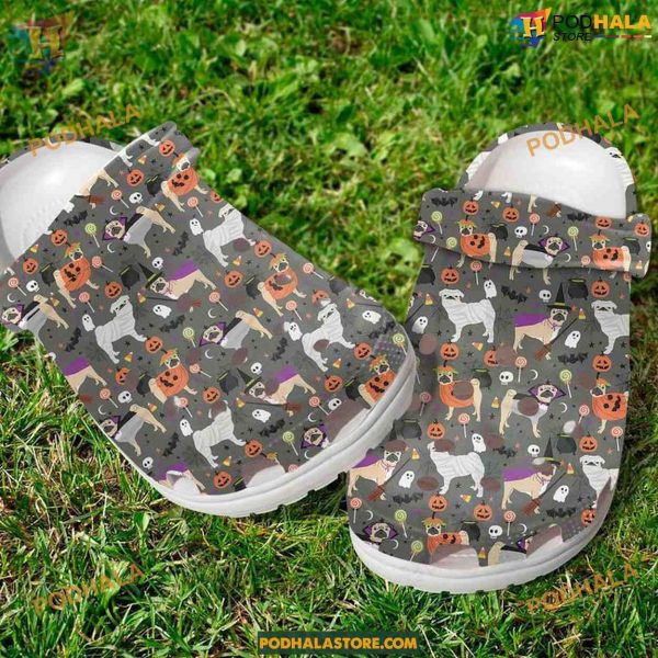 Pug Dog Halloween Classic Crocs Spooky Clogs, Fun Footwear