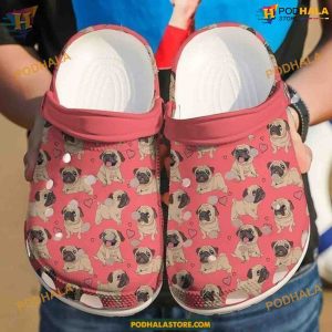 Pug Dog Rubber Crocs Durable Clog Shoes, Unique Dog Design