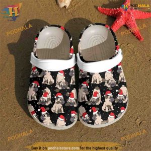 Pug Dog Santa Hat Crocs, Funny Christmas Gift Ideas for Pug Lovers