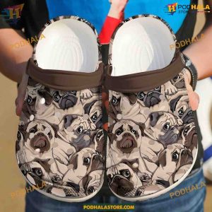 Pug Face Classic Crocs Expressive Dog Clogs, Comfortable Shoes