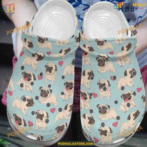 Pug Happy Pugs Crocs Classic Clogs Shoes, Fun Puppy Crocs Design