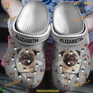 Pug Hole Personalized Crocs Unique Dog Clogs, Comfortable Shoes