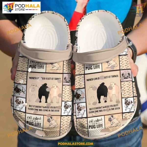 Pug Life Theme Classic Crocs, Stylish Dog Lover Clog Shoes
