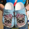 Pug Love Flower Crocs, Gift Birthday Dog Crocs Shoes