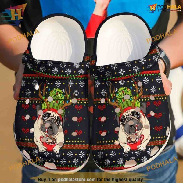 Pug Lover’s Delight Christmas Crocs, Creative Xmas Gifts for Pet Enthusiasts