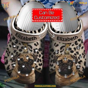 Pug Lovers' Leopard Clogs Personalized Crocs for Men and Women