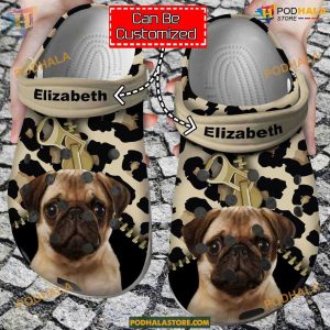 Pug Lovers Personalized Leopard Clogs, Unique Dog Crocs