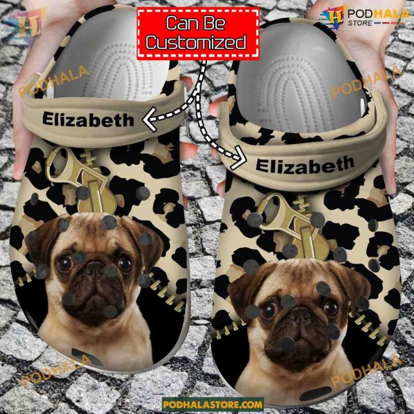 Pug Lovers Personalized Leopard Clogs, Unique Dog Crocs