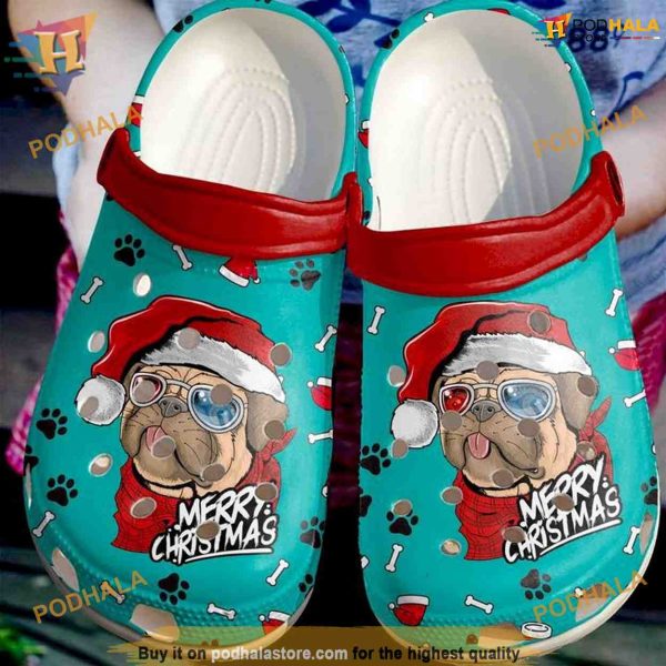 Pug Merry Christmas Crocband Crocs, Funny Christmas Crocs for the Family