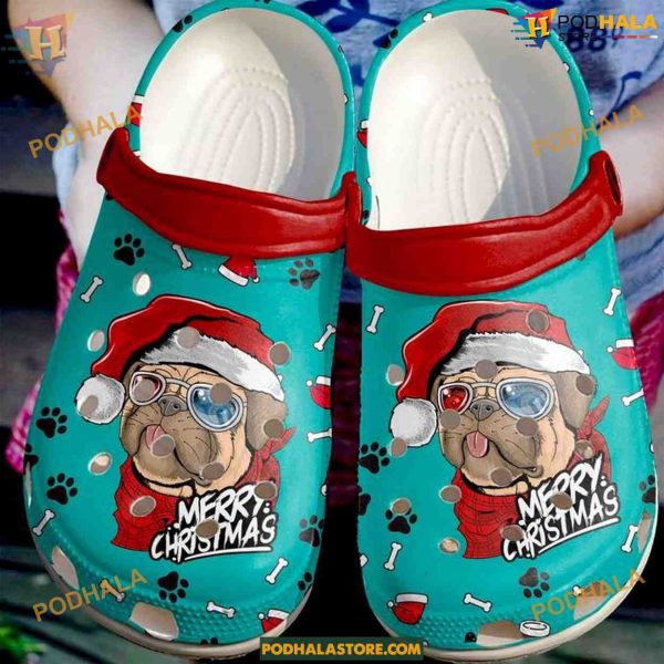 Pug Merry Christmas Crocs, Crocband Clogs for Men and Women