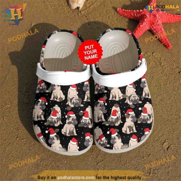 Pug Merry Christmas Custom Crocs, Creative Christmas Gifts for Dog Owners