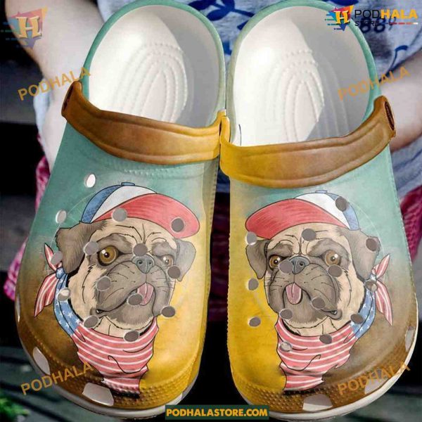 Pug Naughty Crocs Classic Clogs, Fun Puppy Crocs Shoes