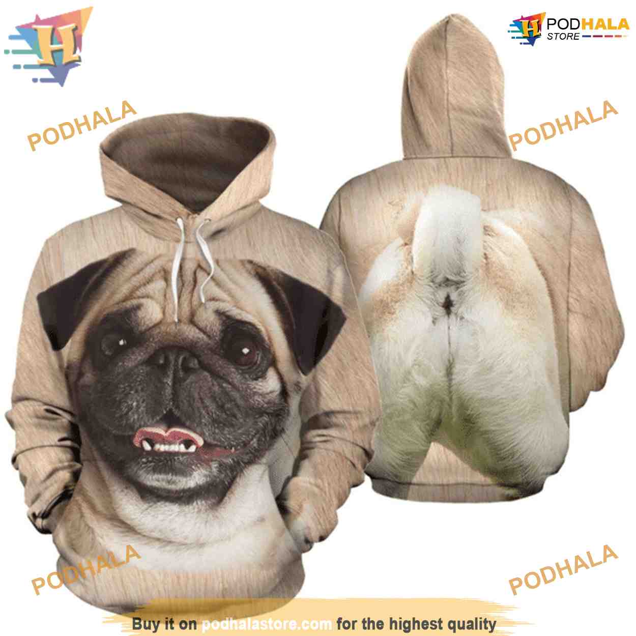Pug Photo All Over Printed Funny Animal Full 3D Hoodie Sweatshirt Pug Photo All Over Printed Funny Animal Full 3D Hoodie Sweatshirt