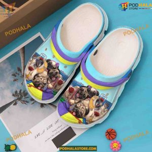 Pug Pugs On The Beach Crocs, Classic Dog Crocs Shoes