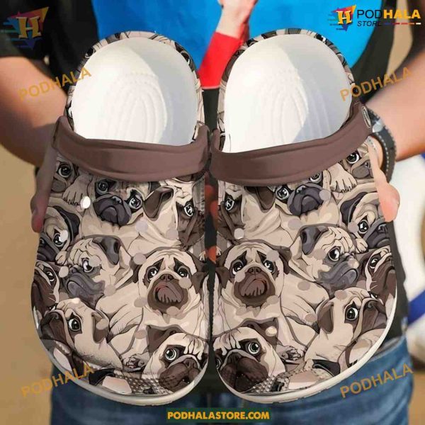 Pug Puppies Rubber Crocs, Comfortable Puppy Crocs Clogs