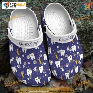 Purple Dental Life Shoes Crocs, Dentist Dental Pattern Funny Christmas