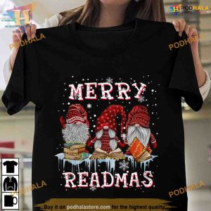 Reading Gnomes Christmas Shirt, Matching Family Xmas Shirt for Bookworms
