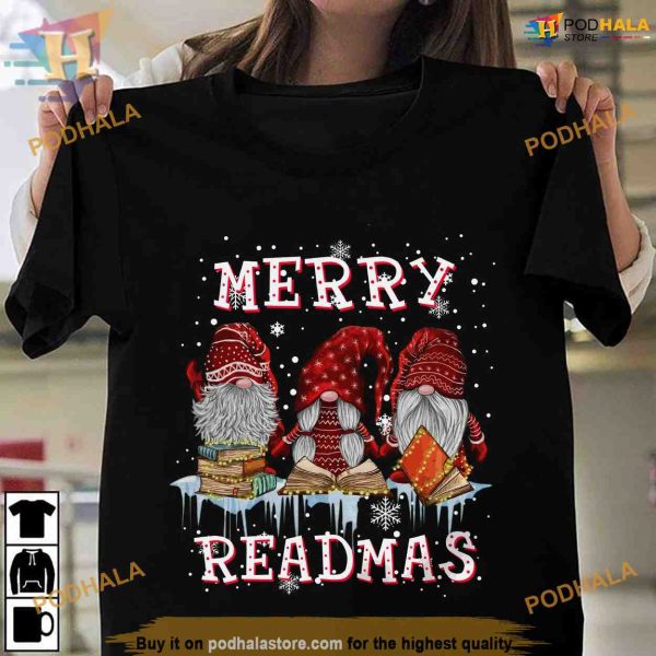 Reading Gnomes Christmas Shirt, Matching Family Xmas Shirt for Bookworms