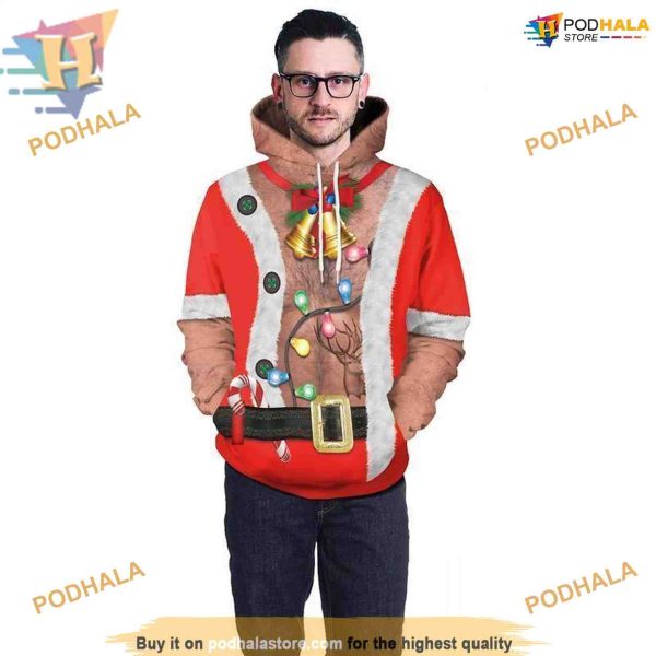 Red 3D Merry Xmas Bell Hoodie, Funny Christmas Gift Ideas