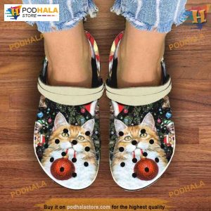 Red Ball Kitten Crocs, Cute Cat Merry Xmas Creative Crocs Gifts