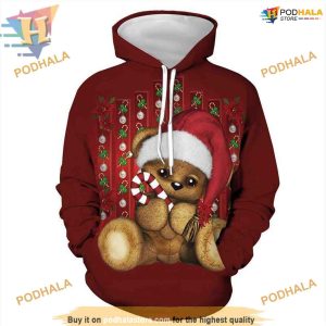 Red Bear 3D Xmas Hoodie, Funny Christmas Gift Ideas
