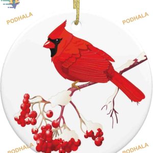 Red Cardinal Bird Ash Branch Ornament, Personalized Family Christmas Ornaments