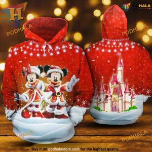 Red Mickey Minnie Xmas 3D Hoodie, Funny Xmas Gifts