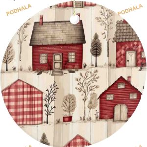 Red Plaid Farmhouse Christmas Ornament 2023, Custom Family Ornaments