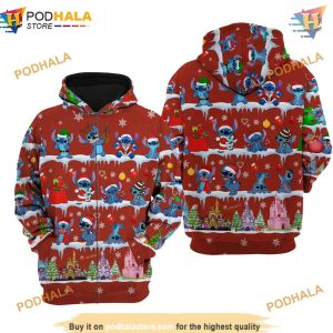 Red Stitch Christmas Disney 3D Hoodie Trending Apparel 1