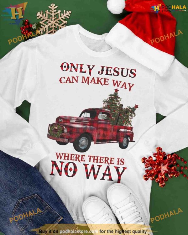 Red Truck Christmas Tree Jesus Shirt, Best Family Christmas Gifts