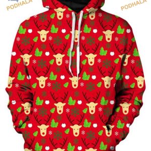 Reindeer Xmas Light 3D Hoodie, Funny Christmas Gift Ideas