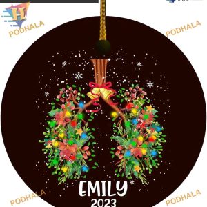 Respiratory Therapist Custom Christmas Ornament, 2023 Lung Theme Gift