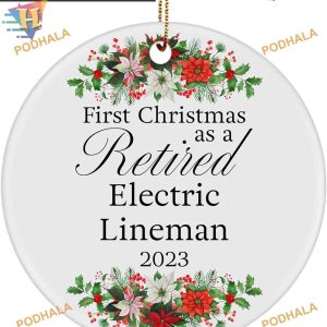 Retired Electric Lineman 2023 Ornament, Personalized Family Christmas Ornaments
